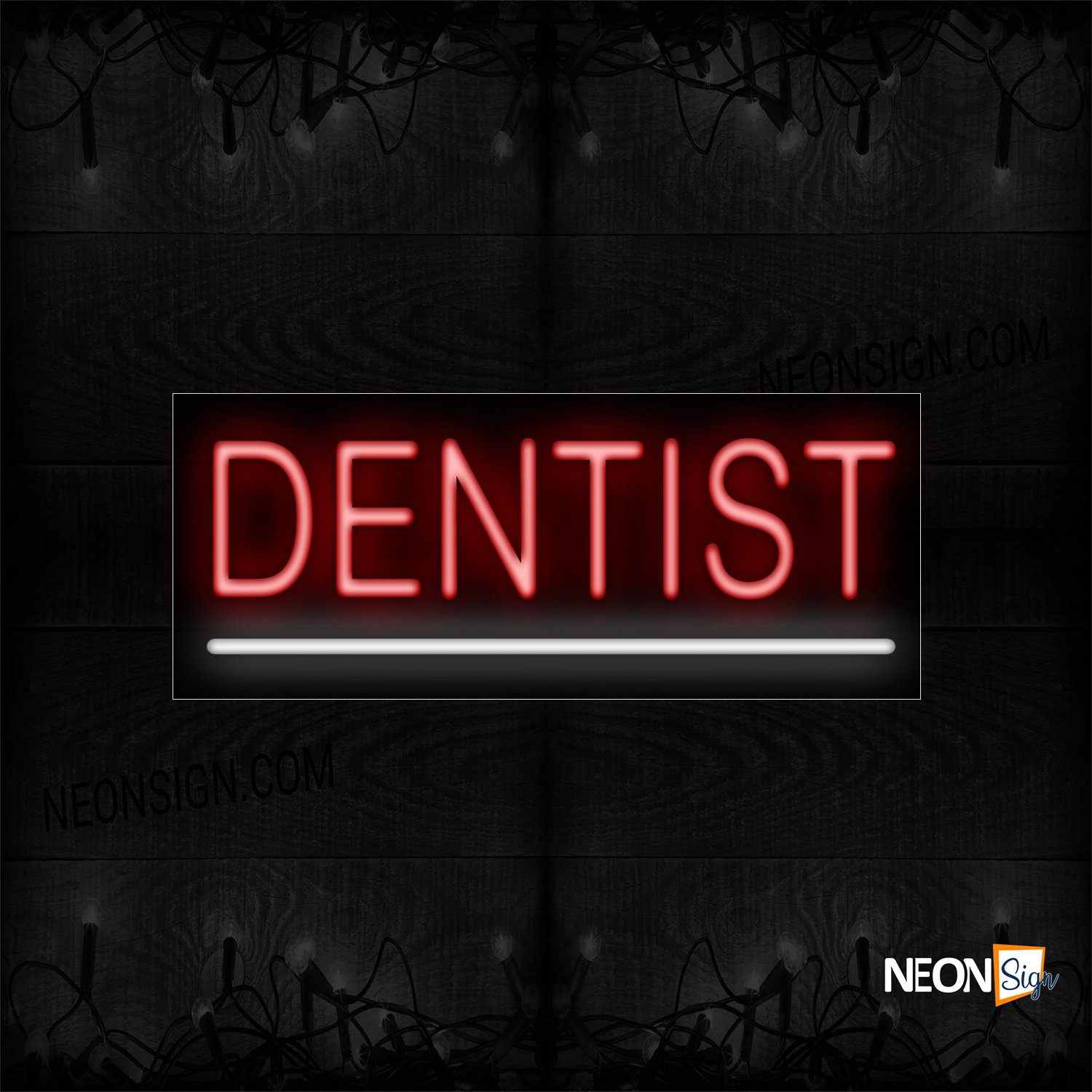 Image of 12047 Dentist With Underline Neon Sign_10x24 Black Backing