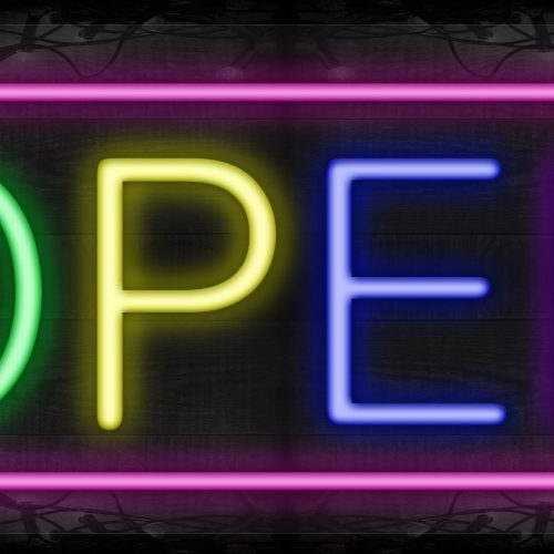 Colorful Open with pink border LED Flex
