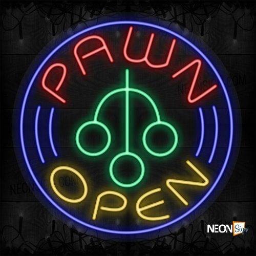 Pawn Open with logo and blue circle border LED Flex