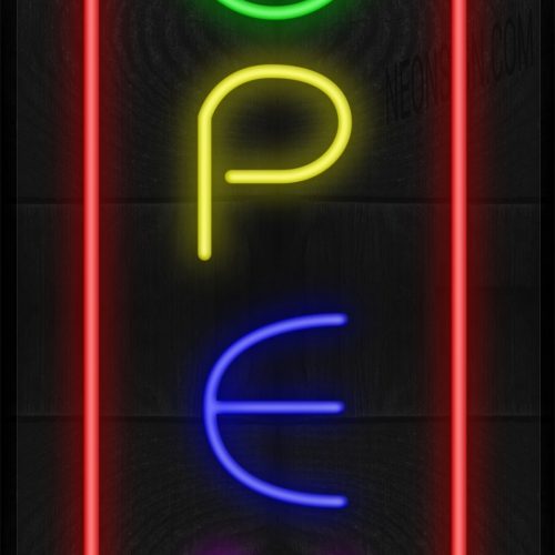 Multi-colored Open with Red Border LED Flex