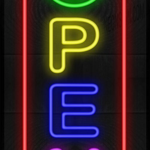 Multi-colored Double Stroke Open with Red Border LED Flex