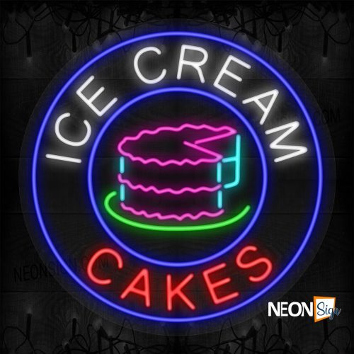 Ice Cream Cakes with a Cake Blue Round Border LED Flex