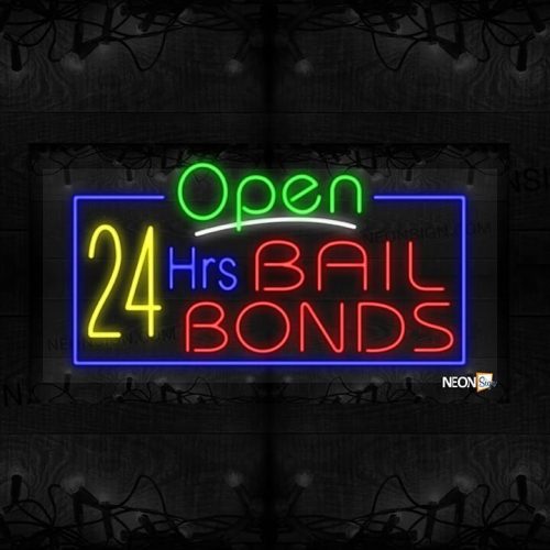 Open 24 Hrs Bail Bonds with Blue Border LED Flex