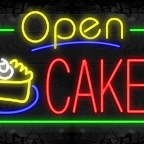 Open cakes with Image and Green Border LED Flex