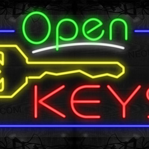 Open Keys with Image and Blue Border LED Flex Sign
