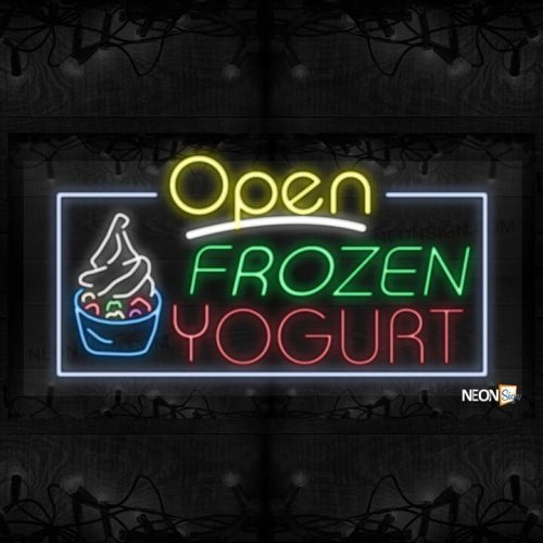 Open Frozen Yogurt with Image and Blue Border LED Flex Sign