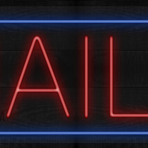 Nails in red with blue border LED Flex
