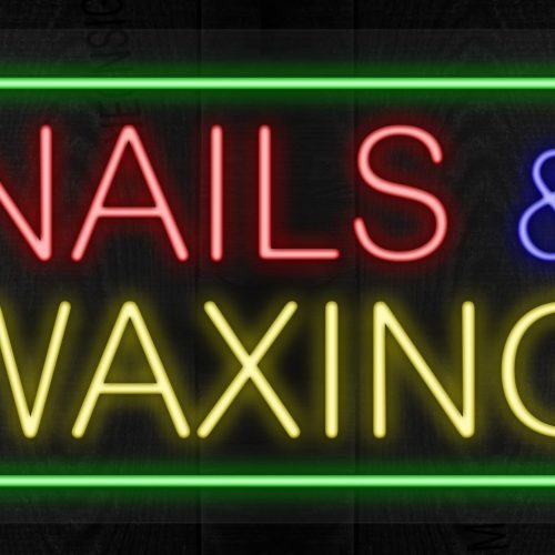 Nails & Waxing with green border LED Flex