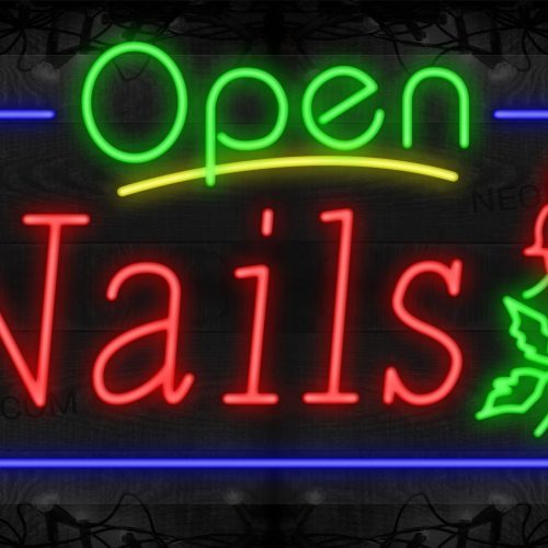 Open Nails with Rose Blue Border LED Flex