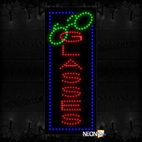 Glasses In Red With Logo And Blue Border (Vertical) LED Bulb