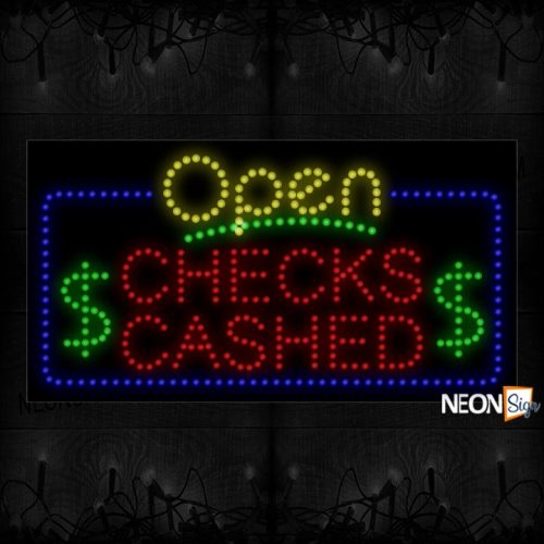 Open Checks Cashed With Dollar s And Blue Border LED Bulb